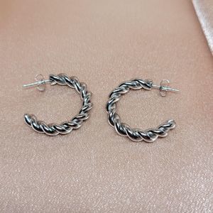 Essential Silver Twist Half Hoop Earrings
